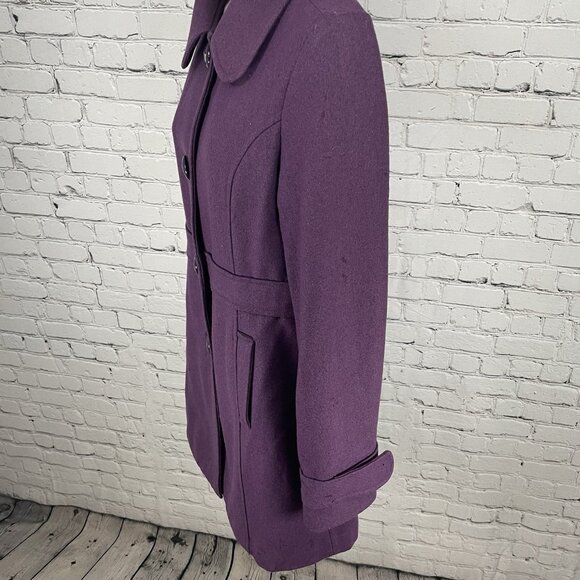 Tulle Anthropologie Purple Wool Blend Collared Lined Overcoat Size Medium M - Picture 13 of 16